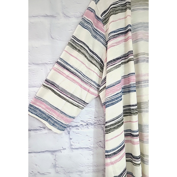 Torrid Multi Stripe Slub Knit Cardigan Women's 3X Open Front 3/4 Sleeves Stretch - Picture 4 of 7